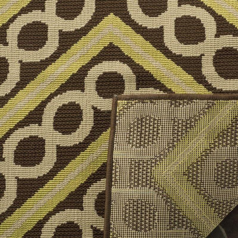 Hampton Brown and Ivory Geometric Outdoor Area Rug