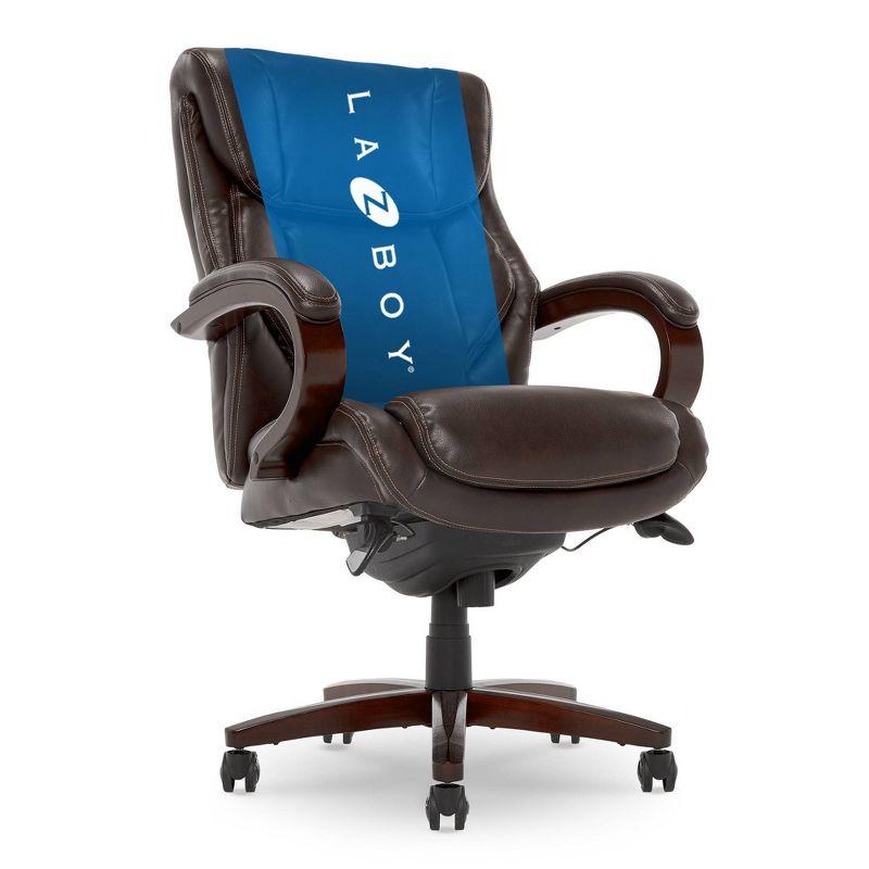 La-Z-Boy La-Z-Boy Bellamy Executive Office Chair with Memory Foam Cushions, Real Wood Arms and Swivel Base, Waterfall Seat Edge, Faux Bonded Leather