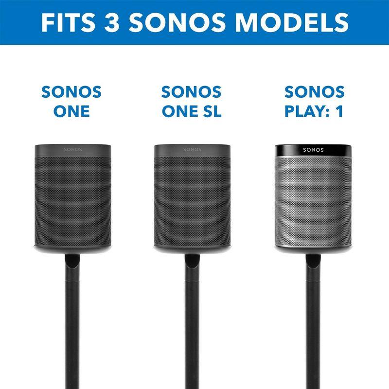 Mount-It! Speaker Floor Stand for Sonos One, SL, and Play:1 [28" Tall] Built-in Cable Management, Lightweight, Space Saving, Enhanced Surround Sound