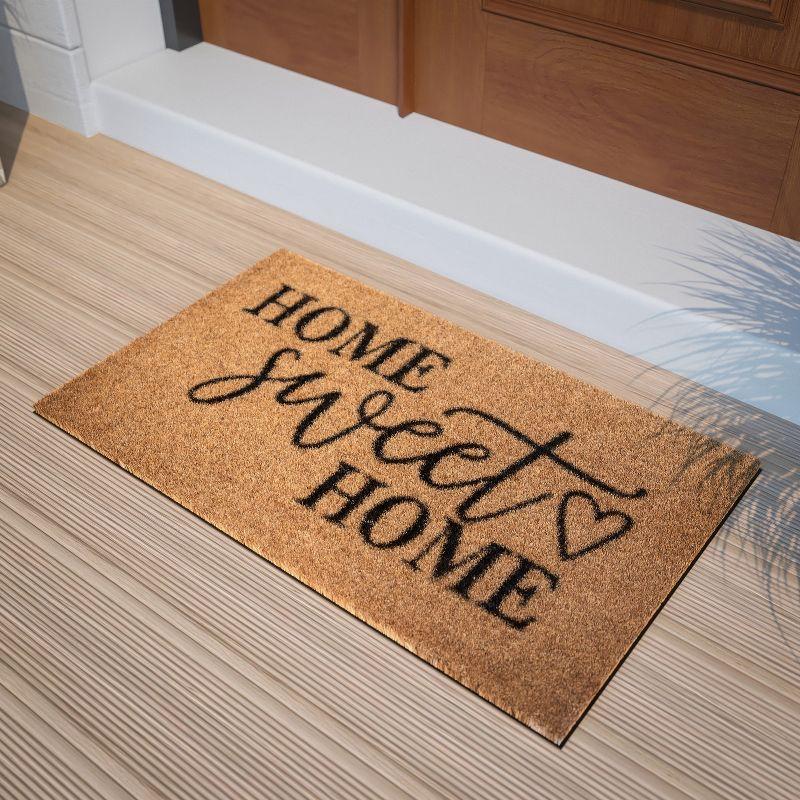 Flash Furniture Harbold 18" x 30" Indoor/Outdoor Coir Doormat with Home Sweet Home Message and Non-Slip Backing