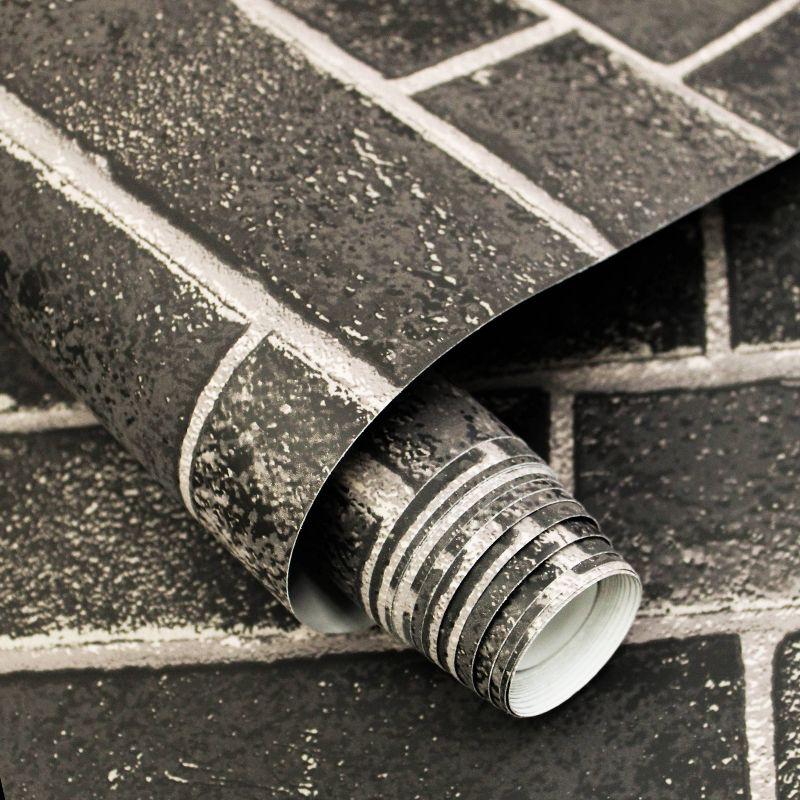 Tempaper & Co.® Brick Removable Peel and Stick Wallpaper, Ebony Brick, 28 sq ft: Faux Sticky Vinyl, Classic Pattern