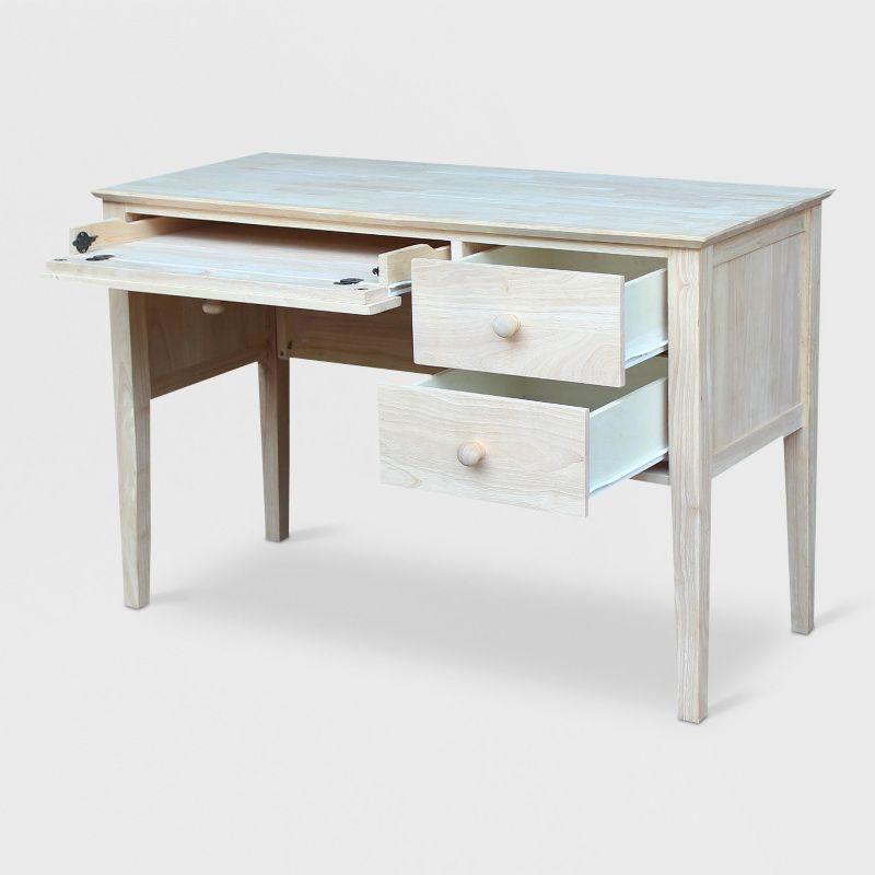 Computer Desk International Concepts: Unfinished Parawood, Brooklyn Style, Writing Desk with Drawer