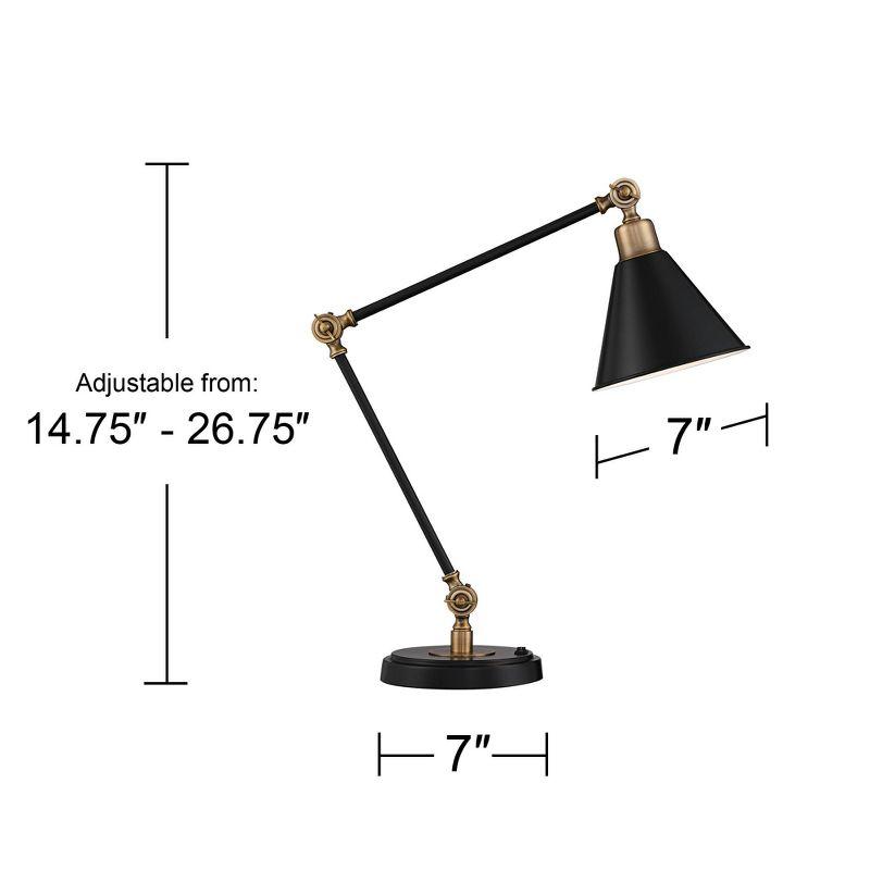 Adjustable Black and Brass Desk Lamp with USB Port