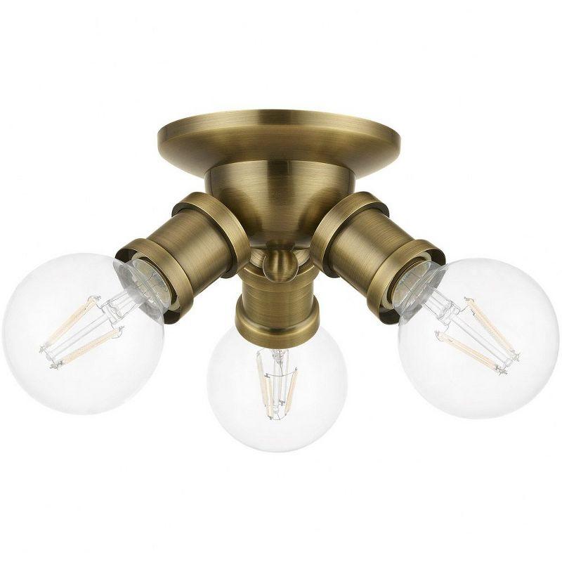 Livex Lighting Lansdale 3 - Light Flush Mount in  Antique Brass