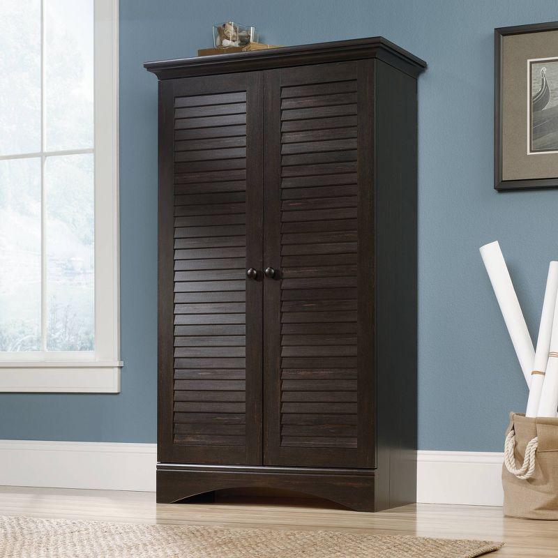 Harbor View Dark Brown MDF Storage Cabinet with Adjustable Shelves