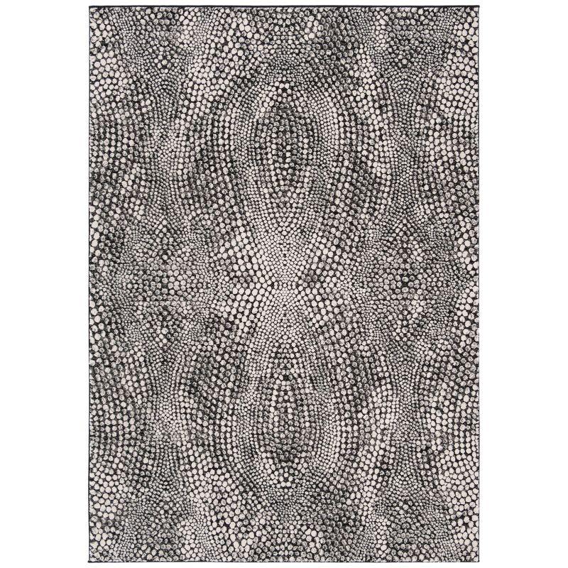 Gray Abstract High Pile Synthetic Area Rug