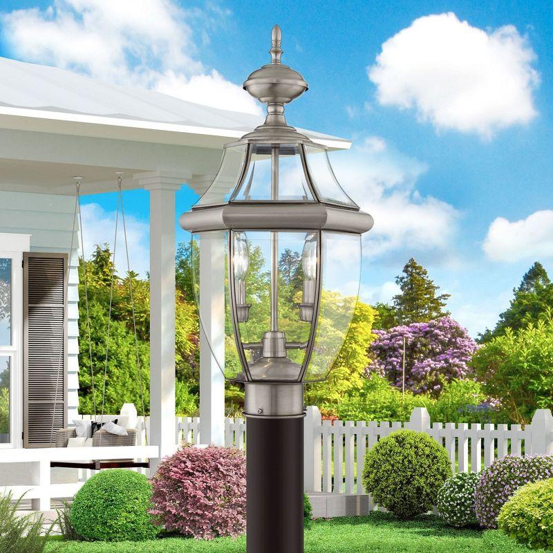 Lighting Lumens Outdoor Post Lantern Pendant with Clear Glass Shade - 2 Light Fixture