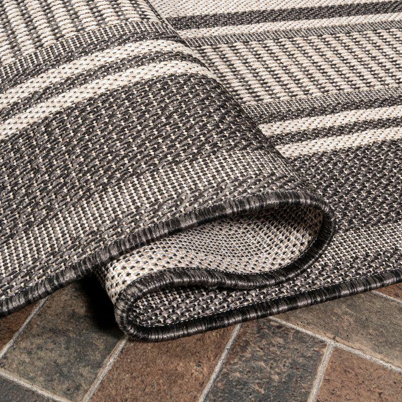 3' x 5' Haynes Modern Double Stripe Indoor/Outdoor Area Rug, Black/Cream - JONATHAN Y