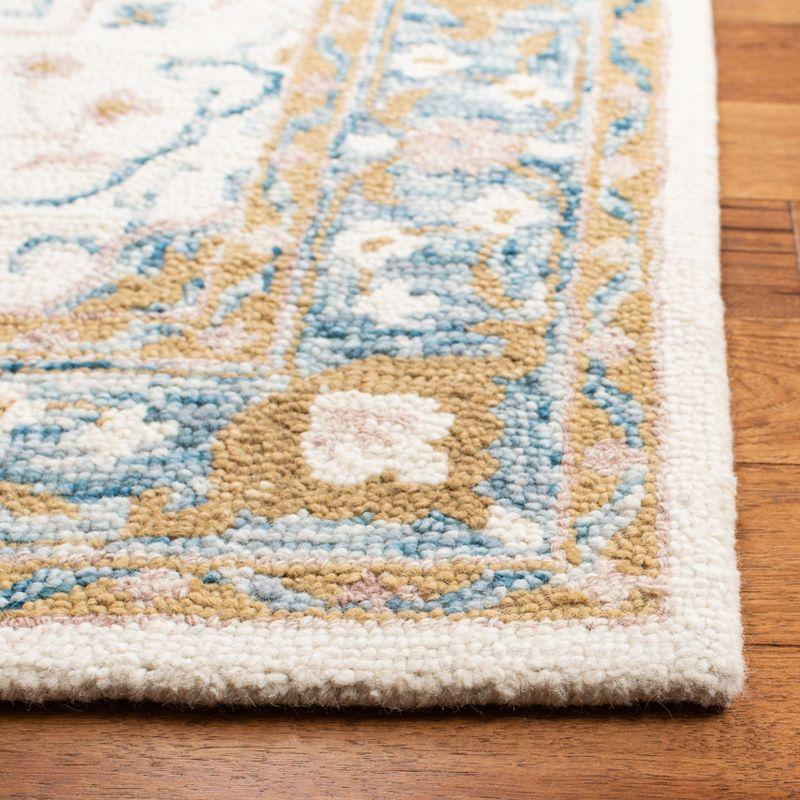 Ivory and Blue Handmade Wool Tufted Rug Runner