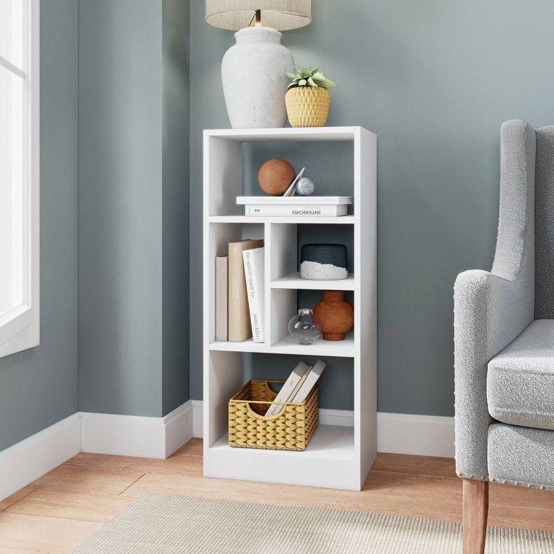 35.43" Valenca 5 Shelf Bookcase White - Manhattan Comfort: Particle Board Open Back, Fixed Shelves Storage