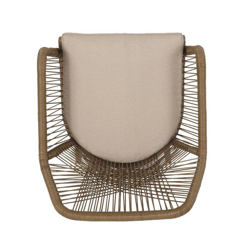 2pk Russel Outdoor Wicker Dining Chairs with Cushions Light Brown/Beige - Christopher Knight Home: Weather-Resistant Iron Frame