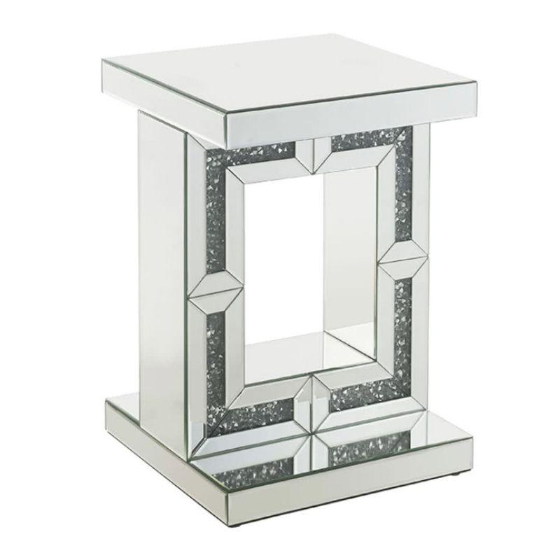 16" Noralie Accent Table Mirrored/Faux Diamonds - Acme Furniture