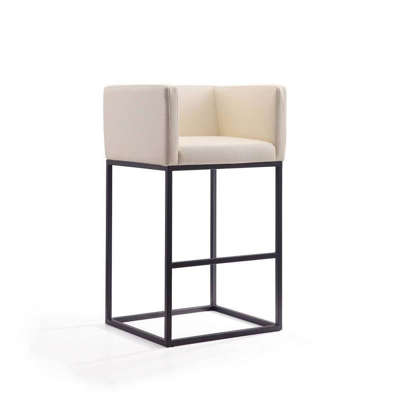 Embassy Cream Faux Leather and Black Metal Barstool Set of 3