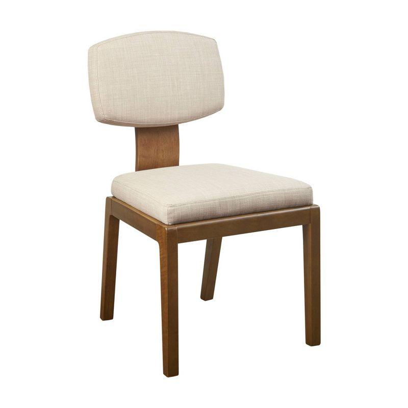 Ink+Ivy Set of 2 Lemmy Armless Upholstered Dining Chairs Tan: Contemporary Style, Polyester, Wood Legs