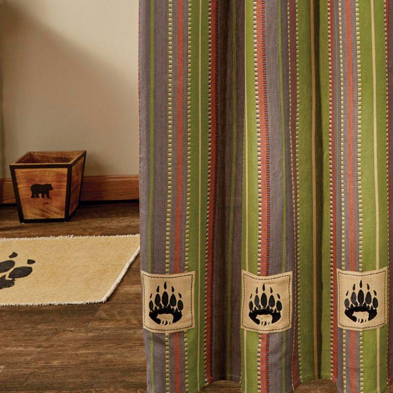 Park Designs Shenandoah Stripe Bear Patch Shower Curtain 72" x 72"