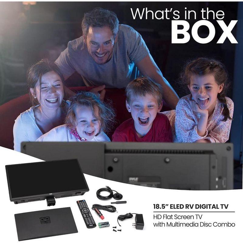 Pyle 18.5’’ ELED RV Digital TV - HD Flat Screen with Built-in DVD Player, Digital Antenna, and 12V/24V Car Adapter - PLTLD19