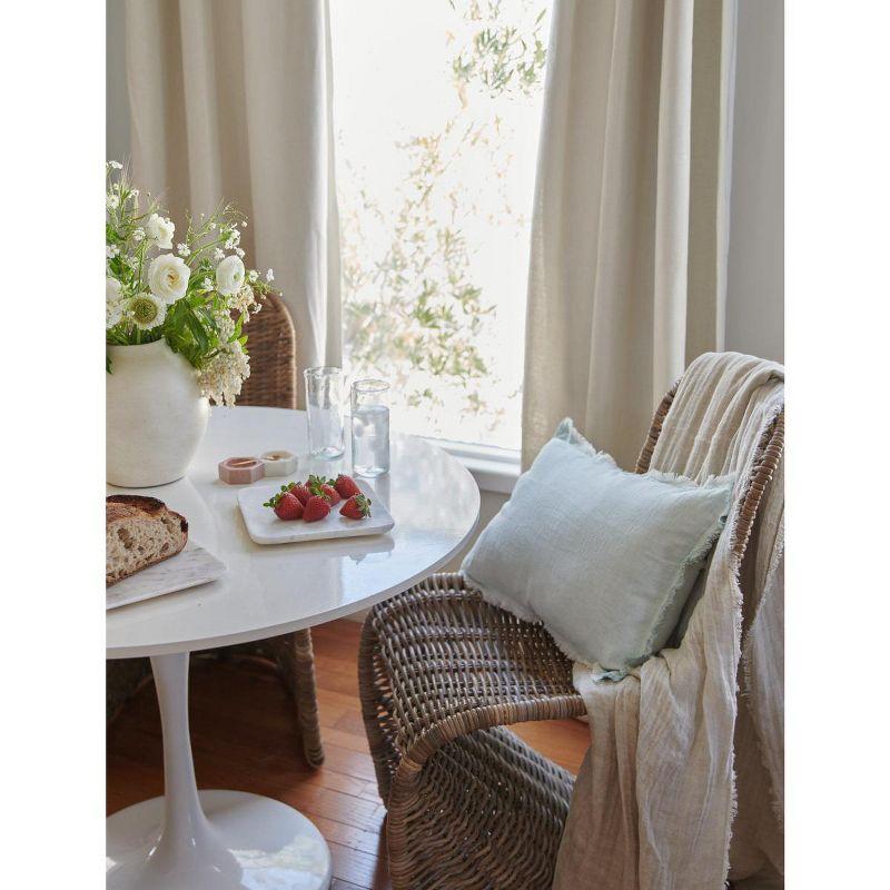 Anaya Fringed Linen Reversible Throw Pillow