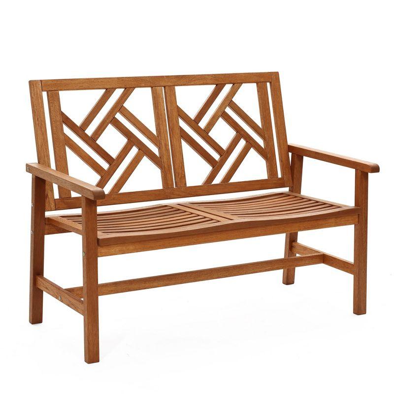 LuxenHome Carmel Solid Wood Outdoor Loveseat Park Bench