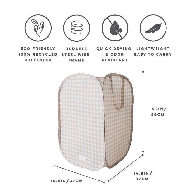 3 Sprouts Baby & Kids Recycled Fabric Pop-up Laundry Hamper - Gingham Beige