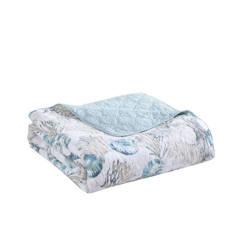 Tommy Bahama Freeport Blue Cotton Reversible Quilt Set