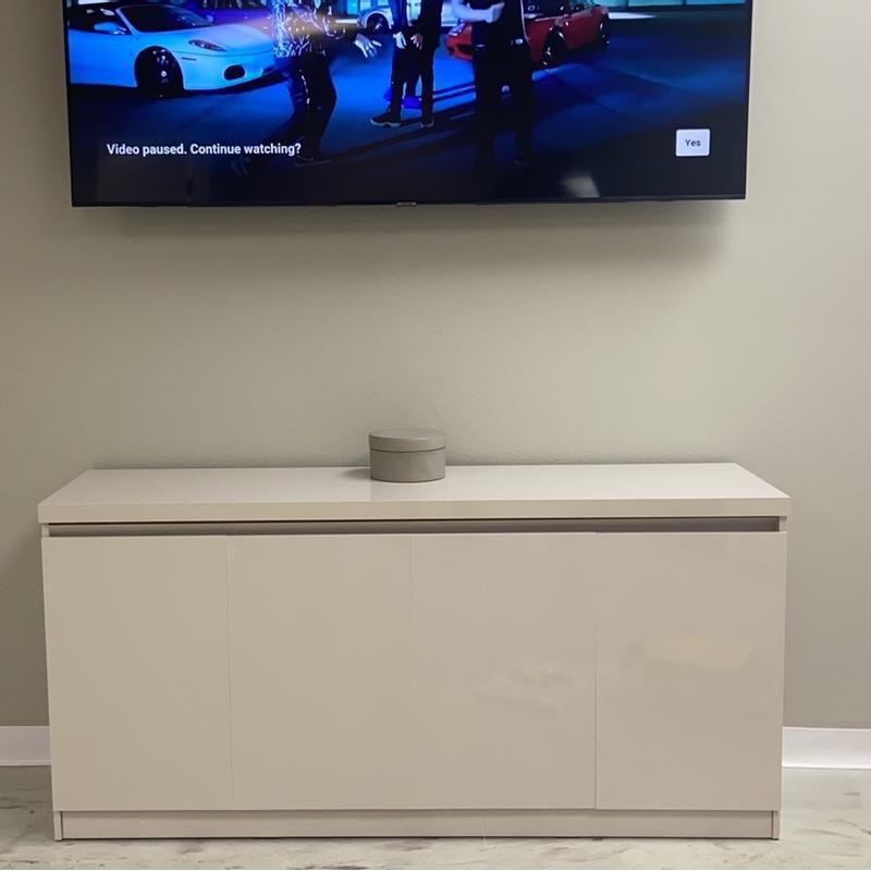 Elegant White Gloss 6-Shelf Dining Buffet Cabinet