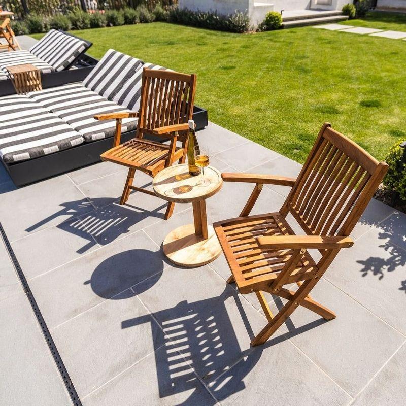 Nordic  Teak Outdoor Oiled Patio Folding Chair with Arm Rests
