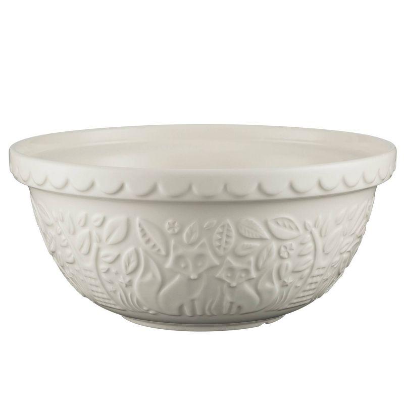 Cream Ceramic Fox Embossed Mixing Bowl Set