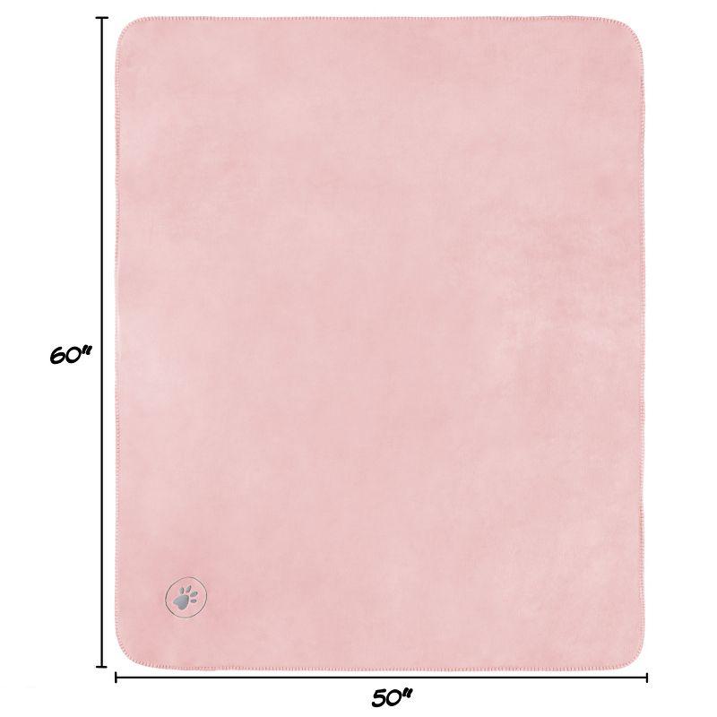 Waterproof Pet Blanket - 50x60-Inch Reversible Fleece Throw Protects Couches, Cars, and Beds from Spills, Stains, and Fur by PETMAKER (Pink)