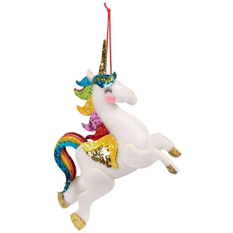 Northlight Plush Leaping Rainbow Unicorn Christmas Ornament - 6.5"