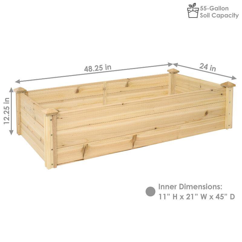 Sunnydaze Outdoor Rectangular Wood Raised Garden Bed for Flower, Vegetable, and Herb Gardening - 24" W x 48.25" L x 12.25" H - Brown