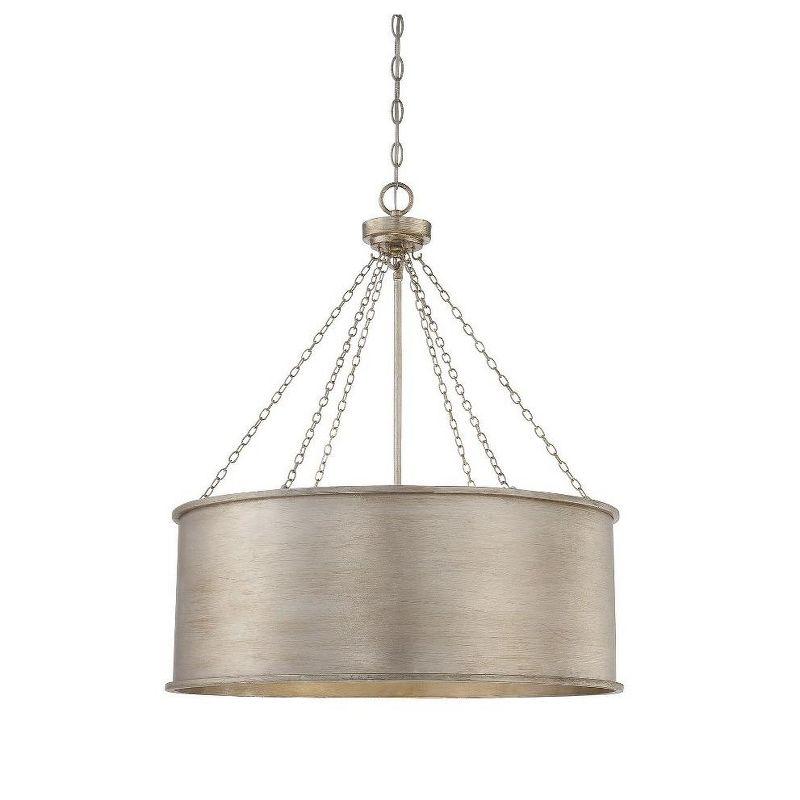 Elegant Silver Patina 6-Light Drum Chandelier for Bohemian Interiors