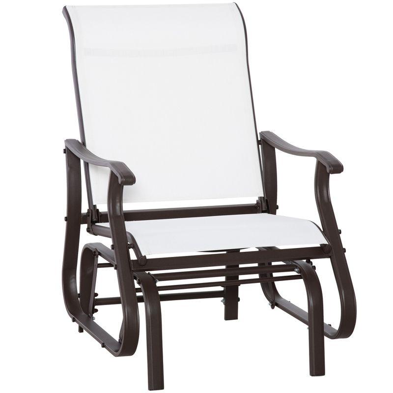 Outsunny Cream White Mesh Outdoor Glider Chair with Steel Frame