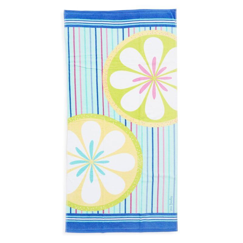 Floating Blossoms Blue and Pink Cotton Beach Towel