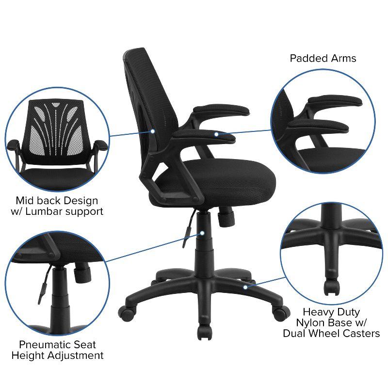 Flash Furniture Mid-Back Designer Mesh Swivel Task Office Chair with Open Arms