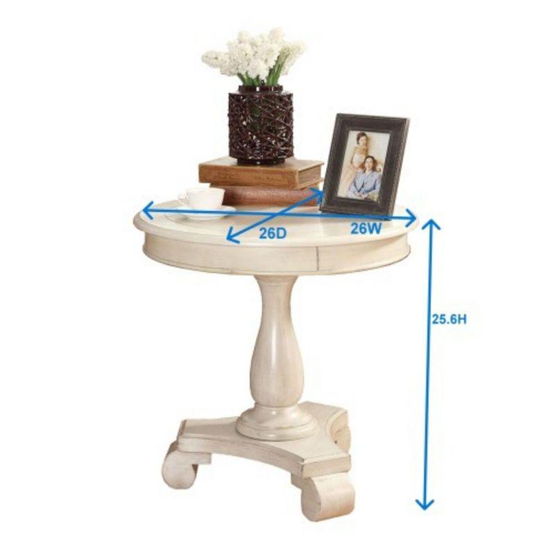 Roundhill Furniture Rene Round Wood Pedestal Side Table, Gray