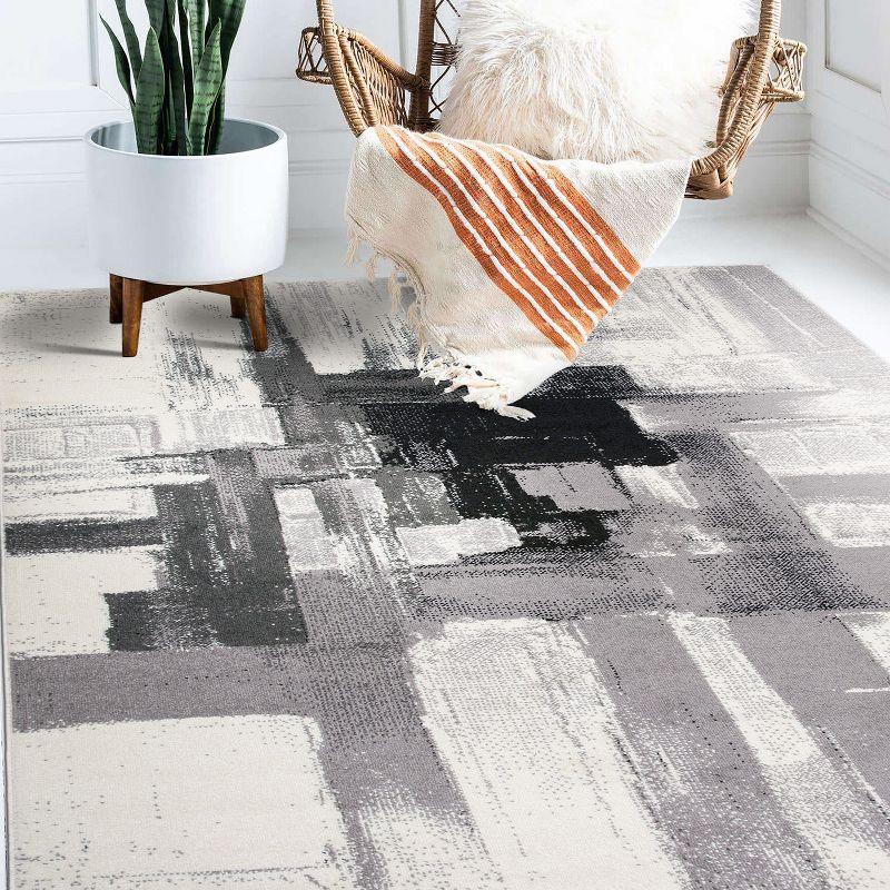 World Rug Gallery Contemporary Modern Abstract Black 7'10" x 10' Indoor Area Rug