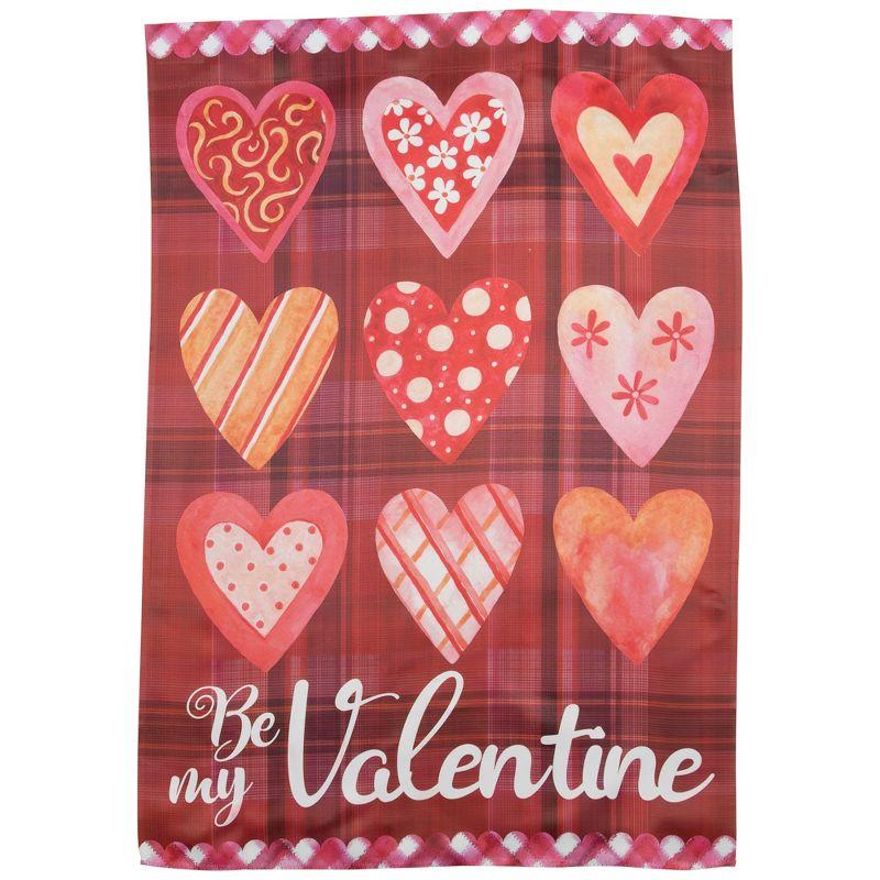 Northlight Be My Valentine Plaid and Heart Outdoor House Flag 28" x 40"
