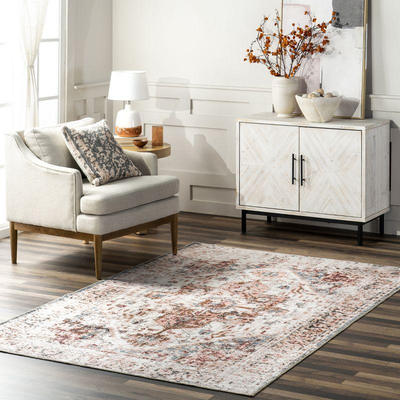 Reversible Easy-Care Synthetic Area Rug, 5' x 8', Rust and Beige