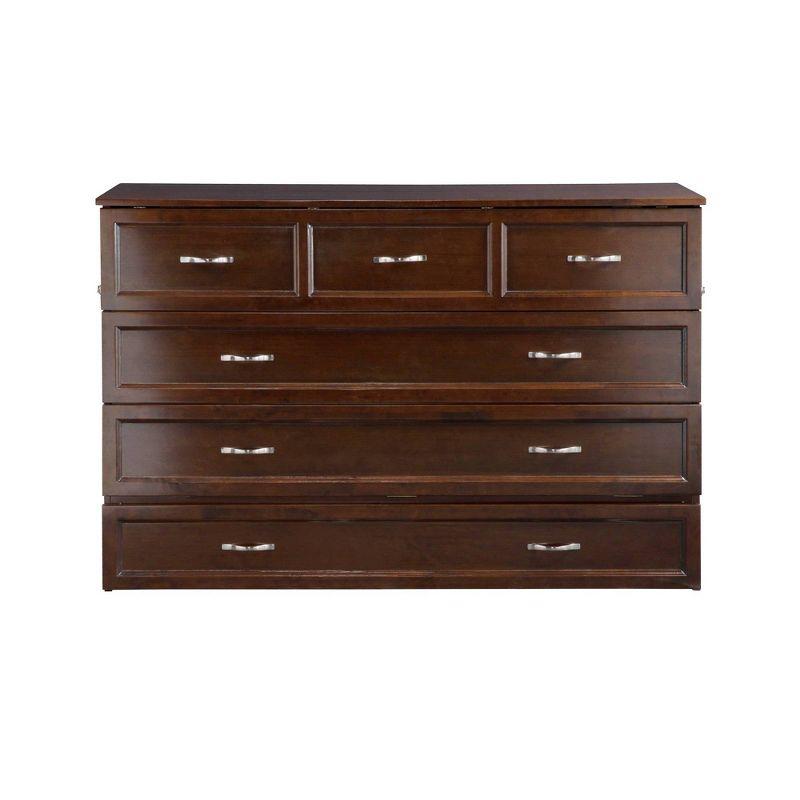 Queen Deerfield Murphy Bed Chest with Charging Station Walnut - AFI: Space-Saving Design, No Box Spring Needed