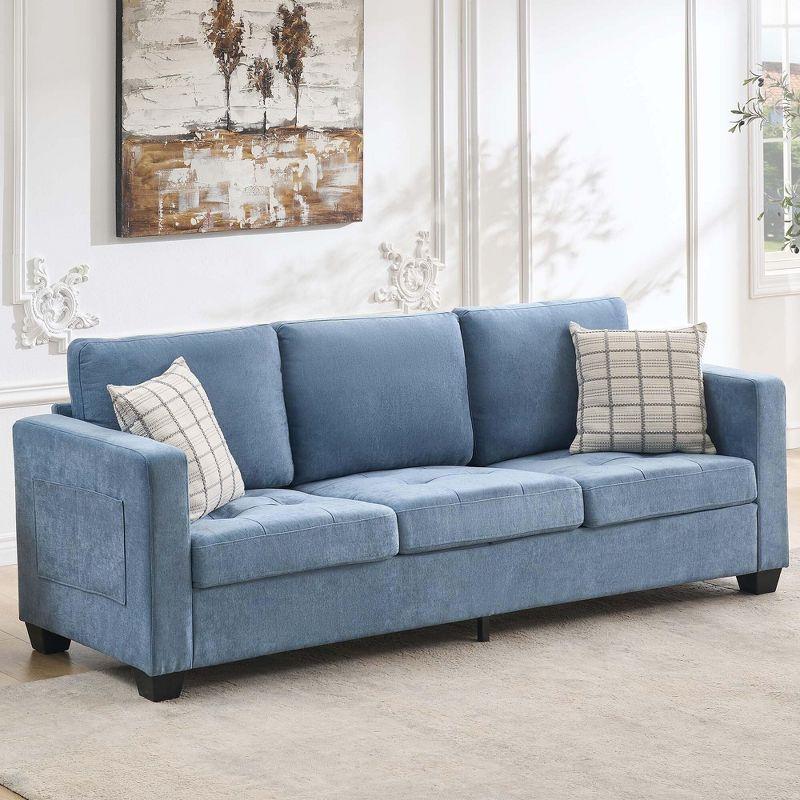 3 Seat Sofa Couch, 89" Modern Sofa with Armrests, Comfy Couch Sofa with Extra Deep Seat Couches for Living Room Bedroom Apartment,Blue