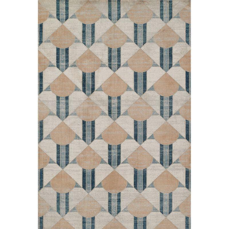 Momeni 1'10"x2'10" Edition Dimensional Machine Loomed Area Rug Blue: Geometric Pattern, Indoor, Low Pile Polyester