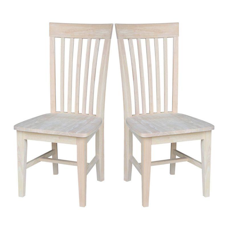 Set of 2 Tall Mission Chairs Wood/Unfinished - International Concepts: Solid Parawood, Kitchen Furniture