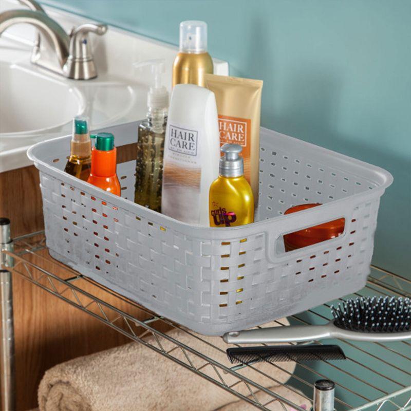 Sterilite Sterilite Short Weave Basket, Decorative Storage Bin, Organize the Closet, Bathroom or Classroom (Set of 6)