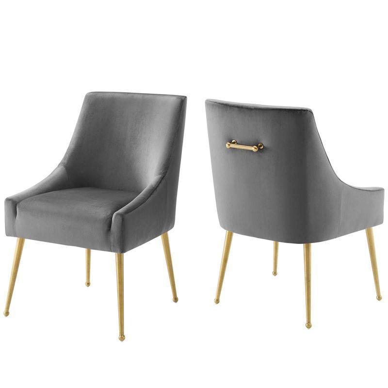Set of 2 Discern Performance Velvet Dining Chairs with Brushed Gold Legs - Modway