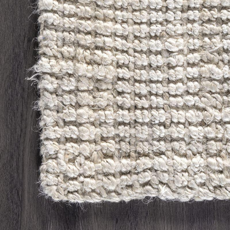 Nuloom Ashli Solid 8 Square Jute Indoor Area Rug for Dining Room Rug Neutral Rug Living Room Rug Kitchen, Off White