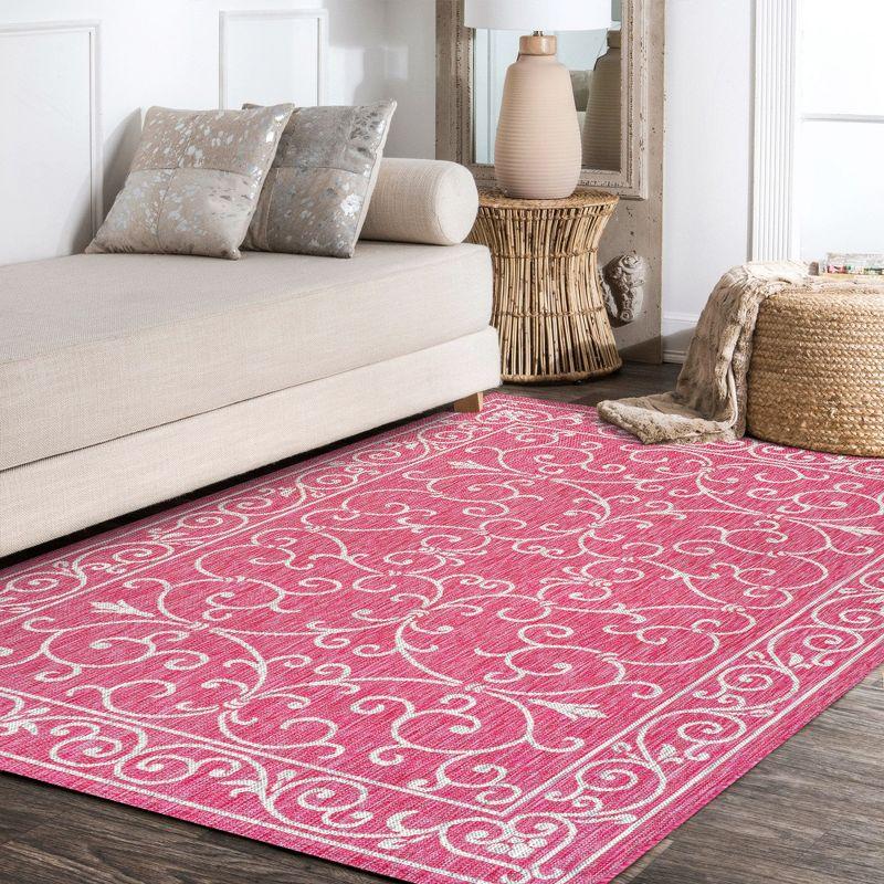 Charleston Vintage Filigree Textured Weave Indoor/Outdoor Area Rug  - JONATHAN Y