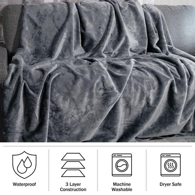 Waterproof Blanket - 80x80 King-Size Blanket for Kids, Pets, and Outdoors - Leakproof Throw Blanket for Bed, Couch, Chair and Car by Lavish Home