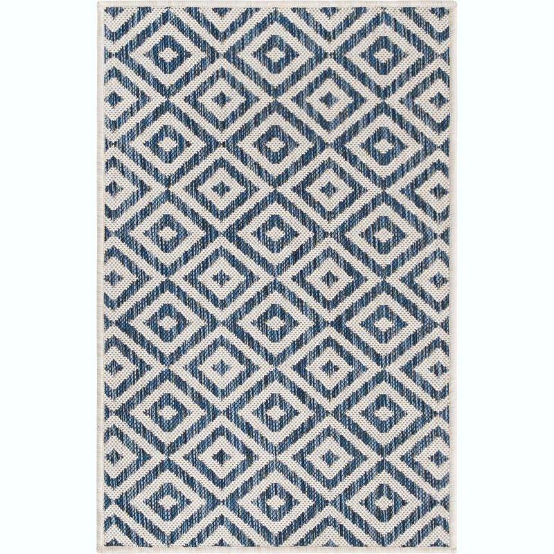 Costa Rica Blue Geometric 2'2" x 3' Outdoor Synthetic Rug