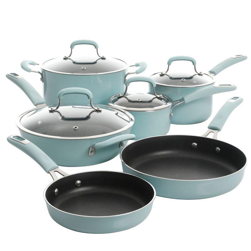 Kenmore Elite Glacier Blue Nonstick Aluminum 10-Piece Cookware Set