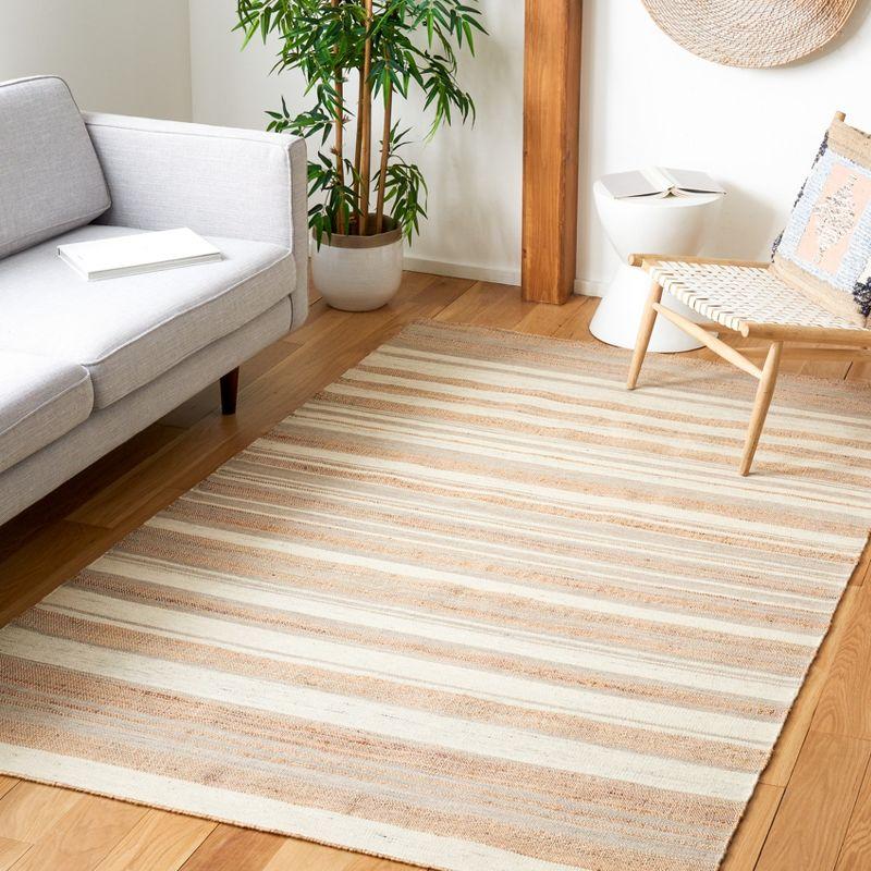 Ivory Wool and Cotton Flat Woven Handmade 6' Square Rug